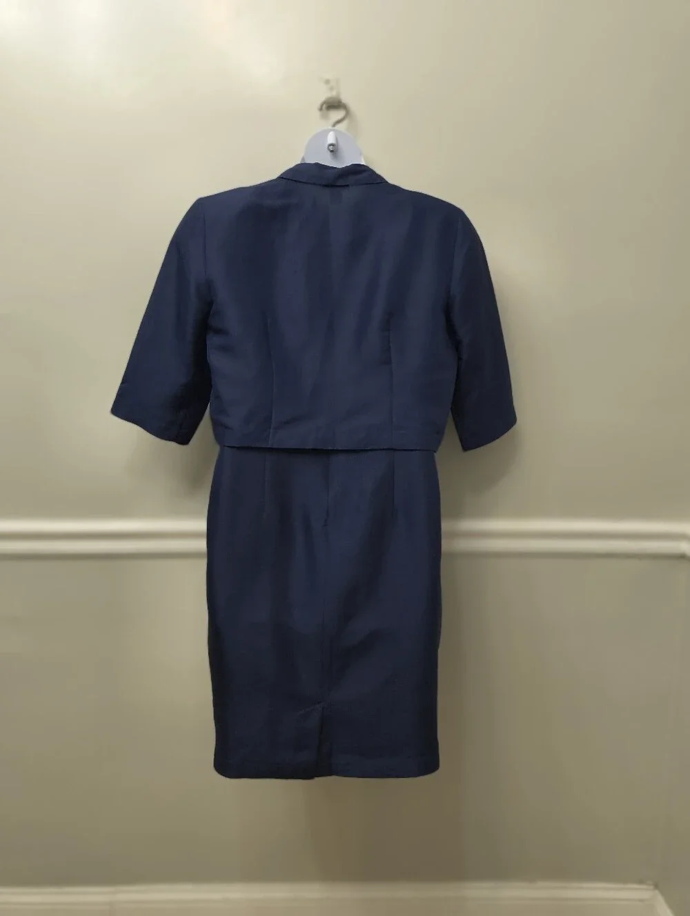 Vtg. Robbie Bee 2-Piece 100% Silk Sheath Dress Cropped Bolero Jacket Set Sz 14